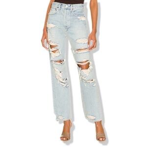 Agolde 90’s Mid Rise Loose Distressed Denim Unhinged Size 29